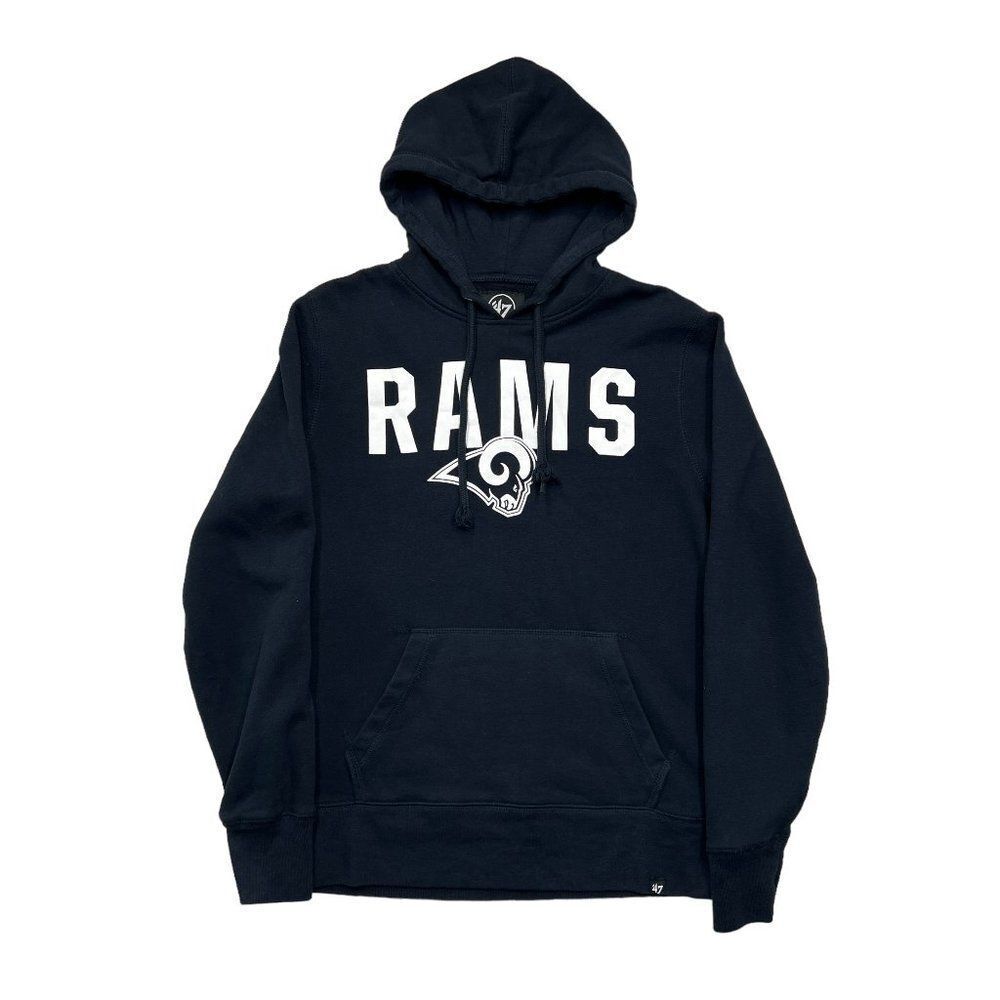 47 Brand LA Rams Football Hoodie Mens Small Blue NFL Athletic Graphic Sweatshirt